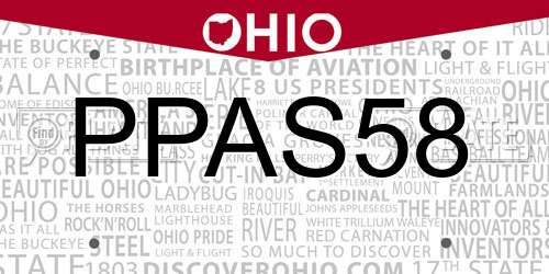 PPAS58 Ohio License Plate
