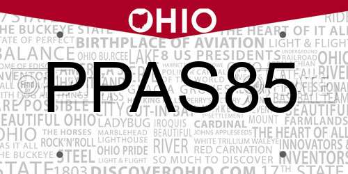 PPAS85 Ohio License Plate