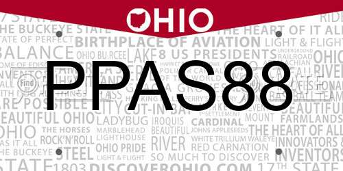 PPAS88 Ohio License Plate