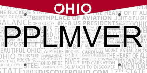 PPLMVER Ohio License Plate