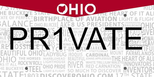 PR1VATE Ohio License Plate
