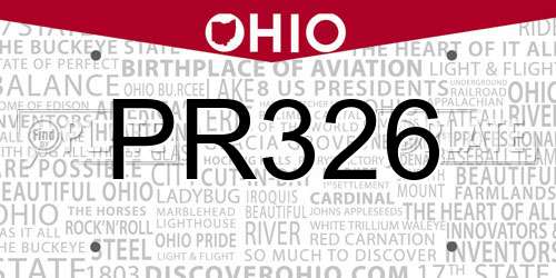 PR326 Ohio License Plate