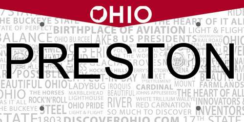 PRESTON Ohio License Plate