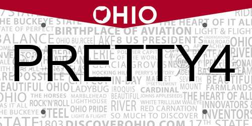 PRETTY4 Ohio License Plate