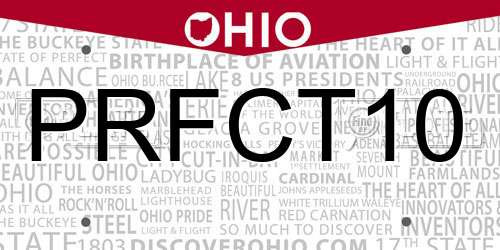 PRFCT10 Ohio License Plate
