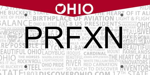 PRFXN Ohio License Plate