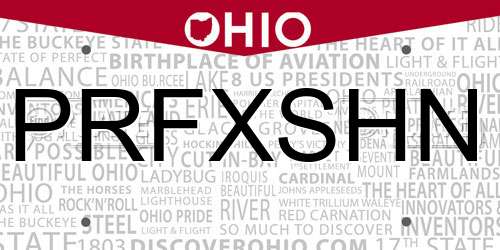 PRFXSHN Ohio License Plate