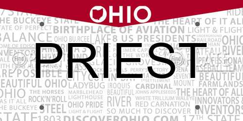 PRIEST Ohio License Plate