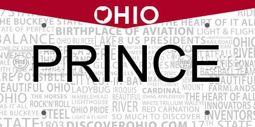 PRINCE Ohio License Plate