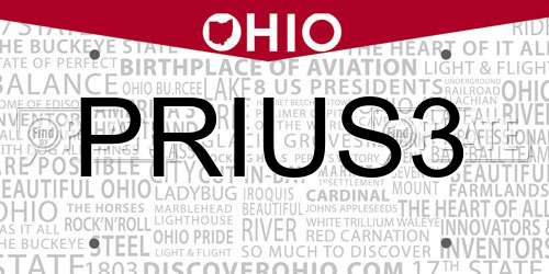 PRIUS3 Ohio License Plate