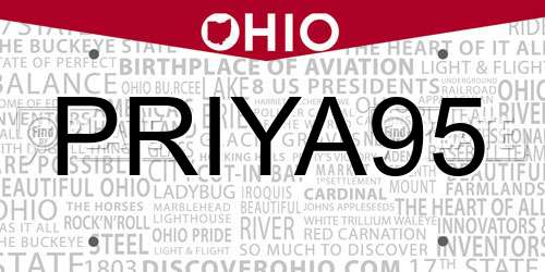 PRIYA95 Ohio License Plate