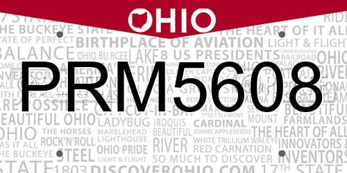 PRM5608 Ohio License Plate