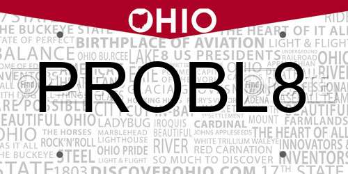 PROBL8 Ohio License Plate