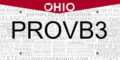 PROVB3 Ohio License Plate