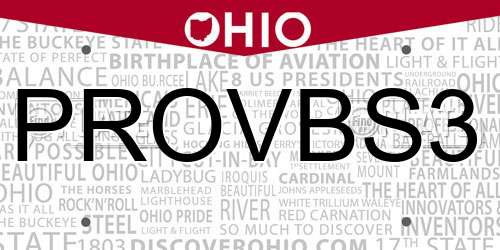 PROVBS3 Ohio License Plate