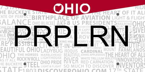 PRPLRN Ohio License Plate