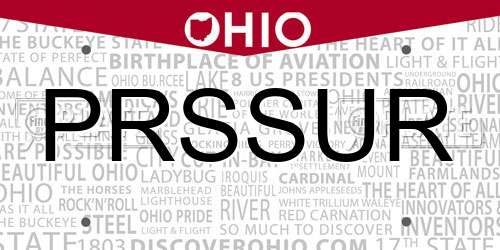 PRSSUR Ohio License Plate
