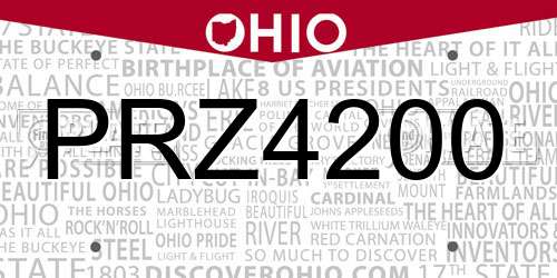PRZ4200 Ohio License Plate