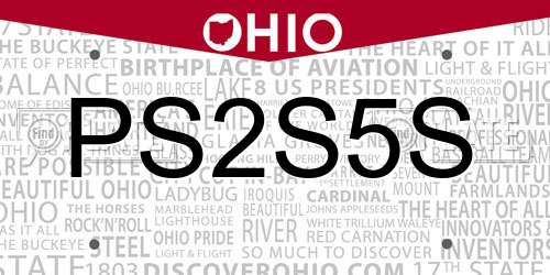 PS2S5S Ohio License Plate