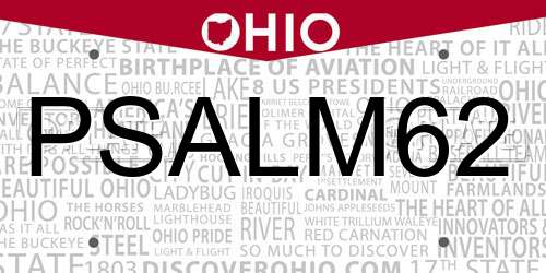PSALM62 Ohio License Plate