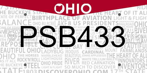 PSB433 Ohio License Plate