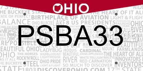 PSBA33 Ohio License Plate