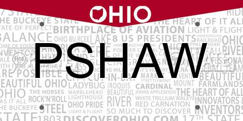 PSHAW Ohio License Plate