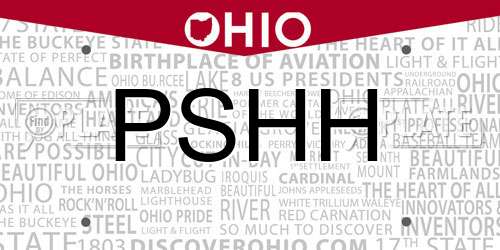 PSHH Ohio License Plate