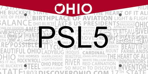 PSL5 Ohio License Plate