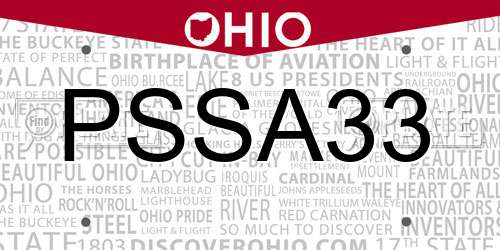 PSSA33 Ohio License Plate