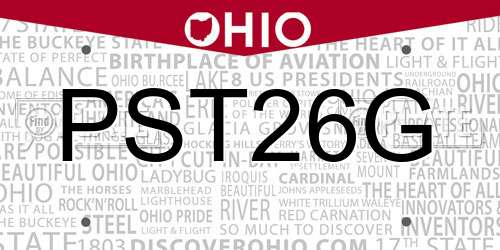 PST26G Ohio License Plate