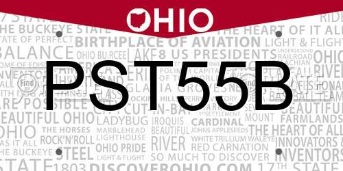 PST55B Ohio License Plate