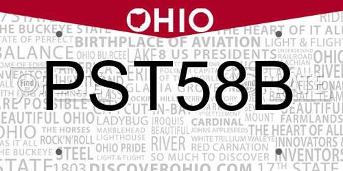 PST58B Ohio License Plate