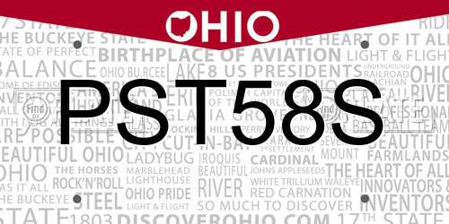 PST58S Ohio License Plate