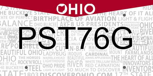 PST76G Ohio License Plate