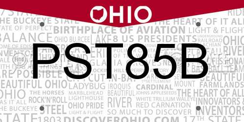 PST85B Ohio License Plate