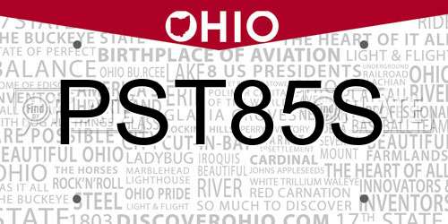 PST85S Ohio License Plate