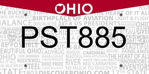 PST885 Ohio License Plate