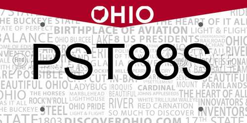 PST88S Ohio License Plate