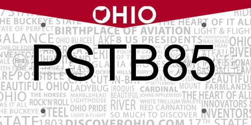 PSTB85 Ohio License Plate