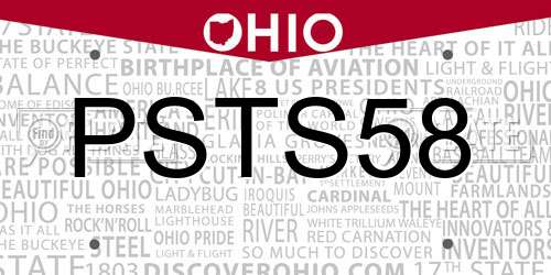 PSTS58 Ohio License Plate