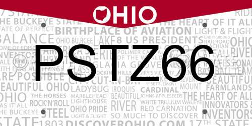 PSTZ66 Ohio License Plate