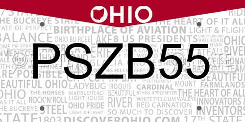 PSZB55 Ohio License Plate