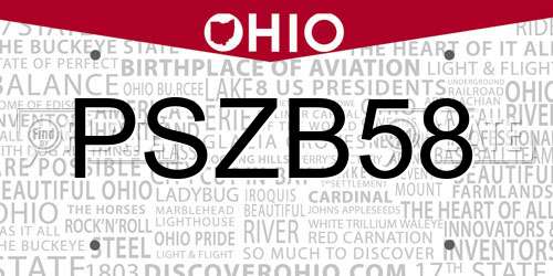 PSZB58 Ohio License Plate