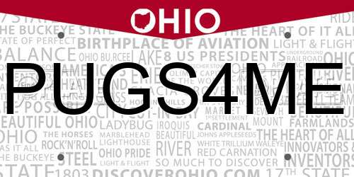 PUGS4ME Ohio License Plate