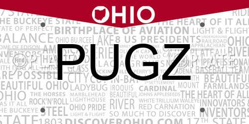 PUGZ Ohio License Plate