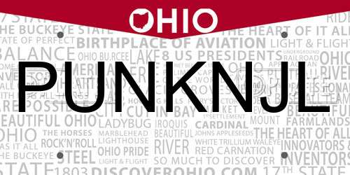 PUNKNJL Ohio License Plate