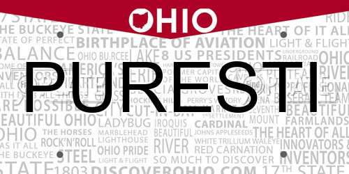 PURESTI Ohio License Plate