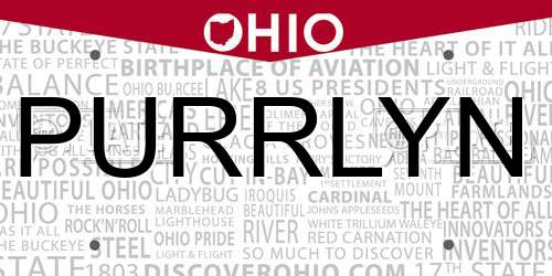 PURRLYN Ohio License Plate