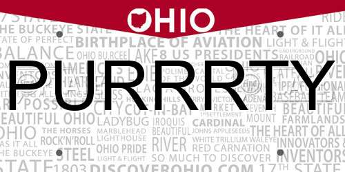 PURRRTY Ohio License Plate